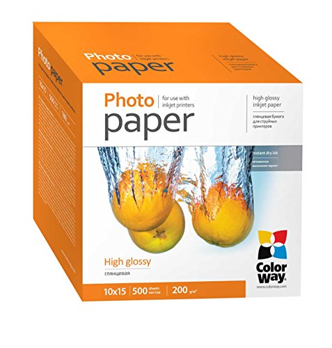 ColorWay Fotopapier hochglänzend 200 g/m² 10x15 500 Blatt Sofort Trocken Wasserfest für alle Tintenstrahldrucker ColorWay Fotopapier hochglänzend 200 g/m² 10x15 500 Blatt Sofort Trocken Wasserfest für alle Tintenstrahldrucker von COLORWAY