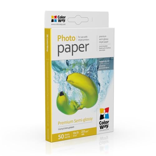 ColorWay Premium Fotopapier 10×15 cm, 255 g/m², 50 Blatt – Semi-Glanz, Mikroporöse Oberfläche, wasserfest, für Inkjet-Drucker, hochauflösend bis 5760 dpi ColorWay Premium Fotopapier 10×15 cm, 255 g/m², 50 Blatt – Semi-Glanz, Mikroporöse Oberfläche, wasserfest, für Inkjet-Drucker, hochauflösend bis 5760 dpi von COLORWAY