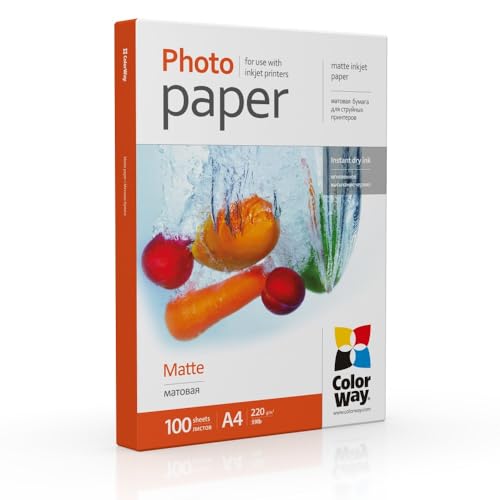 ColorWay Premium Fotopapier Matt, DIN A4, 220 g/m², 100 Blatt, wasserfest, für alle Tintenstrahldrucker ColorWay Premium Fotopapier Matt, DIN A4, 220 g/m², 100 Blatt, wasserfest, für alle Tintenstrahldrucker von COLORWAY