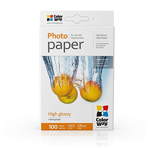 ColorWay Premium Fotopapier hochglänzend 230 g/m² 10x15 100 Blatt Sofort Trocken Wasserfest für alle Tintenstrahldrucker ColorWay Premium Fotopapier hochglänzend 230 g/m² 10x15 100 Blatt Sofort Trocken Wasserfest für alle Tintenstrahldrucker von COLORWAY