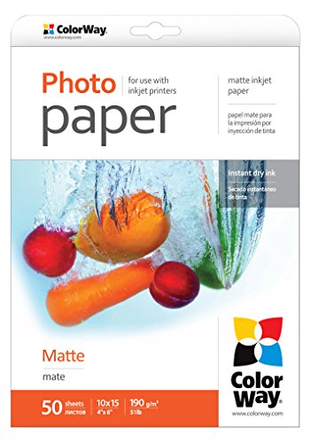 ColorWay Premium Mattes Fotopapier 190g/m² 10x15cm 50 Blatt – Für Inkjet-Drucker, hohe Farbbrillanz, reflexionsfrei ColorWay Premium Mattes Fotopapier 190g/m² 10x15cm 50 Blatt – Für Inkjet-Drucker, hohe Farbbrillanz, reflexionsfrei von COLORWAY