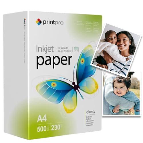 Fotopapier PrintPro von COLORWAY hoch glänzend A4 230g/m² 500 Blatt Sofort Trocken Wasserfest für alle Tintenstrahldrucker von COLORWAY