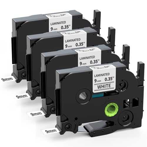 COLORWING Ersatz für Brother 9mm Schriftband TZe-221 Schriftband Laminated Tape Cassette für Brother P touch H100LB H105 H110 H101C D200 D400 D600 E100, Schwarz auf Weiß, 4er COLORWING Ersatz für Brother 9mm Schriftband TZe-221 Schriftband Laminated Tape Cassette für Brother P touch H100LB H105 H110 H101C D200 D400 D600 E100, Schwarz auf Weiß, 4er von COLORWING
