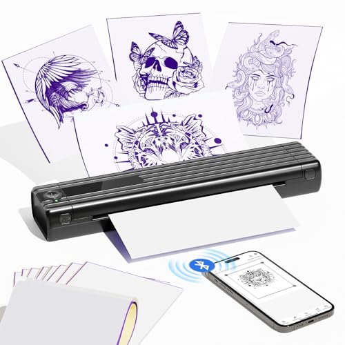 COLORWING TP83 Tattoo Drucker,Stencil Drucker,Tattoo Printer mit 10 Tattoo Papier,Bluetooth Thermodrucker Tattoo für Tattoo Künstler,Tattoo Enthusiasten,Kompatibel mit Tablet,Smartphone & PC von COLORWING