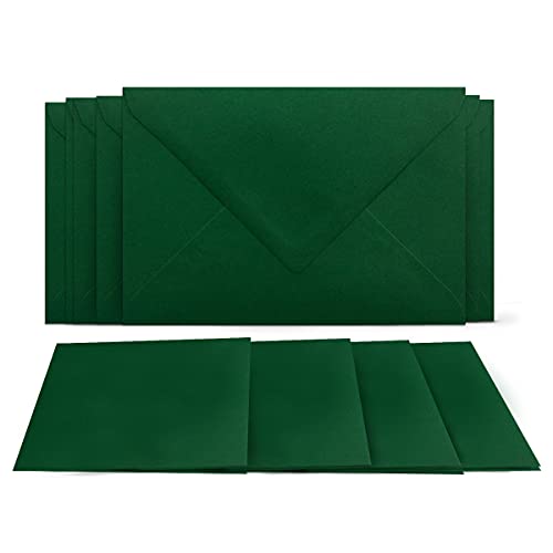 100 Klappkarten mit Umschlägen Set Dunkelgrün - DIN A6 Blanko Doppelkarten 14,8 x 21 cm (160 g/m²) - DIN C6 Umschlag 11,4 x 16,2 cm (100 g/m²) Nassklebung - Grußkarten Einladungskarten Hochzeit von COLOURS 4-YOU by Glüxx-Agent