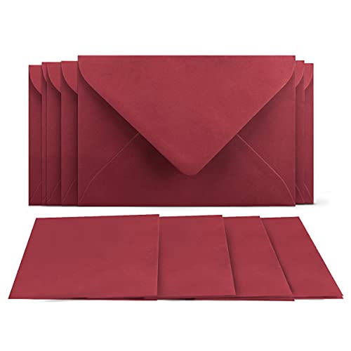 100 Klappkarten mit Umschlägen Set Dunkelrot - DIN A6 Blanko Doppelkarten 14,8 x 21 cm (160 g/m²) - DIN C6 Umschlag 11,4 x 16,2 cm (100 g/m²) Nassklebung - Grußkarten Einladungskarten Hochzeit von COLOURS 4-YOU by Glüxx-Agent