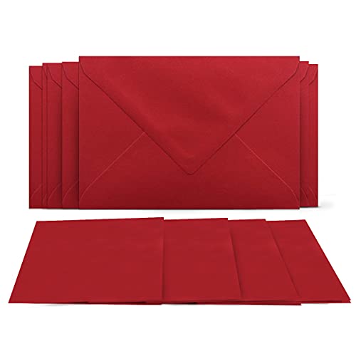 100 Klappkarten mit Umschlägen Set Kirschrot - DIN A6 Blanko Doppelkarten 14,8 x 21 cm (160 g/m²) - DIN C6 Umschlag 11,4 x 16,2 cm (100 g/m²) Nassklebung - Grußkarten Einladungskarten Hochzeit von COLOURS 4-YOU by Glüxx-Agent