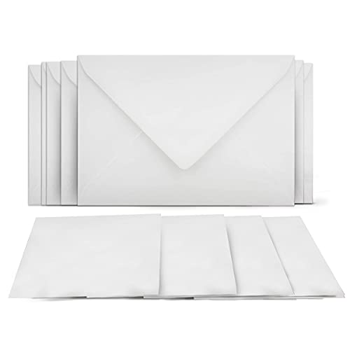 100 Klappkarten mit Umschlägen Set Weiss - DIN A6 Blanko Doppelkarten 14,8 x 21 cm (160 g/m²) - DIN C6 Umschlag 11,4 x 16,2 cm (100 g/m²) Nassklebung - Grußkarten Einladungskarten Hochzeit von COLOURS 4-YOU by Glüxx-Agent