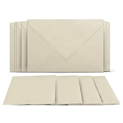 25 Klappkarten mit Umschlägen Set Creme - DIN A6 Blanko Doppelkarten 14,8 x 21 cm (160 g/m²) - DIN C6 Umschlag 11,4 x 16,2 cm (100 g/m²) Nassklebung - Grußkarten Einladungskarten Hochzeit von COLOURS 4-YOU by Glüxx-Agent