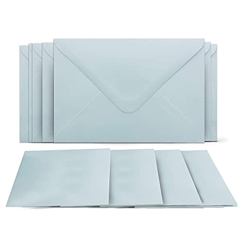 25 Klappkarten mit Umschlägen Set Hellblau - DIN A6 Blanko Doppelkarten 14,8 x 21 cm (160 g/m²) - DIN C6 Umschlag 11,4 x 16,2 cm (100 g/m²) Nassklebung - Grußkarten Einladungskarten Hochzeit von COLOURS 4-YOU by Glüxx-Agent