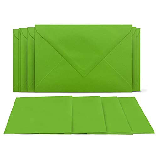 25 Klappkarten mit Umschlägen Set Hellgrün - DIN A6 Blanko Doppelkarten 14,8 x 21 cm (160 g/m²) - DIN C6 Umschlag 11,4 x 16,2 cm (100 g/m²) Nassklebung - Grußkarten Einladungskarten Hochzeit von COLOURS 4-YOU by Glüxx-Agent