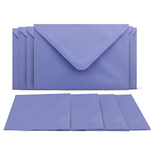 25 Klappkarten mit Umschlägen Set Lila (Violett) - DIN A6 Blanko Doppelkarten 14,8 x 21 cm (160 g/m²) - DIN C6 Umschlag 11,4 x 16,2 cm (100 g/m²) Nassklebung - Grußkarten Einladungskarten Hochzeit von COLOURS 4-YOU by Glüxx-Agent