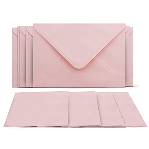 25 Klappkarten mit Umschlägen Set Rosa - DIN A6 Blanko Doppelkarten 14,8 x 21 cm (160 g/m²) - DIN C6 Umschlag 11,4 x 16,2 cm (100 g/m²) Nassklebung - Grußkarten Einladungskarten Hochzeit von COLOURS 4-YOU by Glüxx-Agent