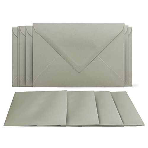 25 Klappkarten mit Umschlägen Set Schiefergrau - DIN A6 Blanko Doppelkarten 14,8 x 21 cm (160 g/m²) - DIN C6 Umschlag 11,4 x 16,2 cm (100 g/m²) Nassklebung - Grußkarten Einladungskarten Hochzeit von COLOURS 4-YOU by Glüxx-Agent