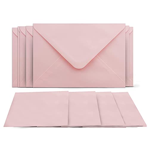 50 Klappkarten mit Umschlägen Set Rosa - DIN A6 Blanko Doppelkarten 14,8 x 21 cm (160 g/m²) - DIN C6 Umschlag 11,4 x 16,2 cm (100 g/m²) Nassklebung - Grußkarten Einladungskarten Hochzeit von COLOURS 4-YOU by Glüxx-Agent
