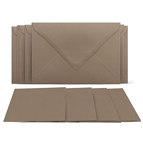 50 Klappkarten mit Umschlägen Set Taupe - DIN A6 Blanko Doppelkarten 14,8 x 21 cm (160 g/m²) - DIN C6 Umschlag 11,4 x 16,2 cm (100 g/m²) Nassklebung - Grußkarten Einladungskarten Hochzeit von COLOURS 4-YOU by Glüxx-Agent