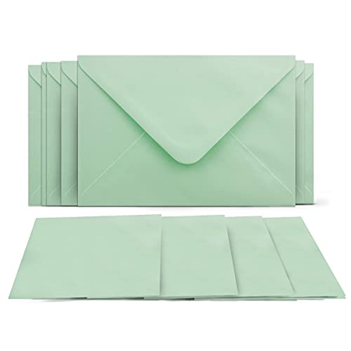 75 Klappkarten mit Umschlägen Set Mintgrün - DIN A6 Blanko Doppelkarten 14,8 x 21 cm (160 g/m²) - DIN C6 Umschlag 11,4 x 16,2 cm (100 g/m²) Nassklebung - Grußkarten Einladungskarten Hochzeit von COLOURS 4-YOU by Glüxx-Agent