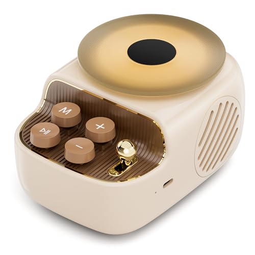 COLSUR Bluetooth Lautsprecher mit Nachtlicht Geschenke für Frauen Freundin 3 IN 1 Lautsprecher im Vintage-Plattenspieler-Look mit Aroma Diffuser für Duftöle Tablett für Home Office Dekoration von COLSUR