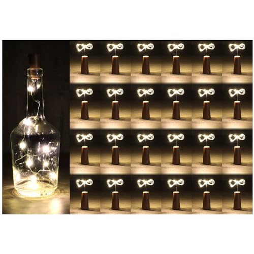 com-four® 24x LED-Flaschen-Licht - Korken-Lichterkette für innen, für Leere Wein- und Sektflaschen - Mini-LED-Lichter mit Batteriebetrieb - Stimmungslicht in warm-weiß - Flaschenlichter (024 Stück) von com-four