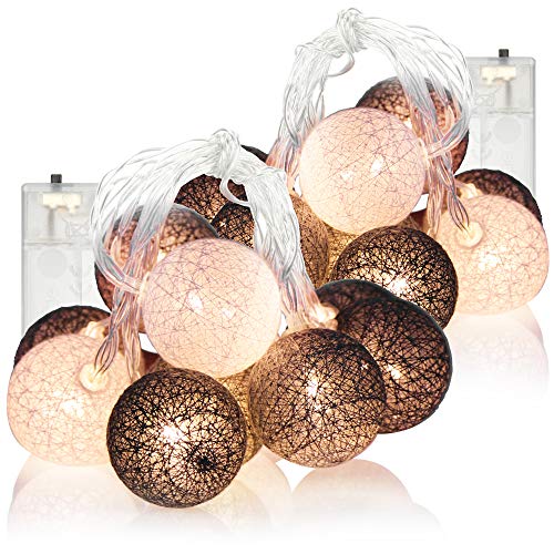 com-four® 2x LED Lichterkette mit Kugeln - Lichterkette batteriebetrieben - LED Deko für Weihnachten, Geburtstag, Hochzeit oder Party - 160 cm von com-four