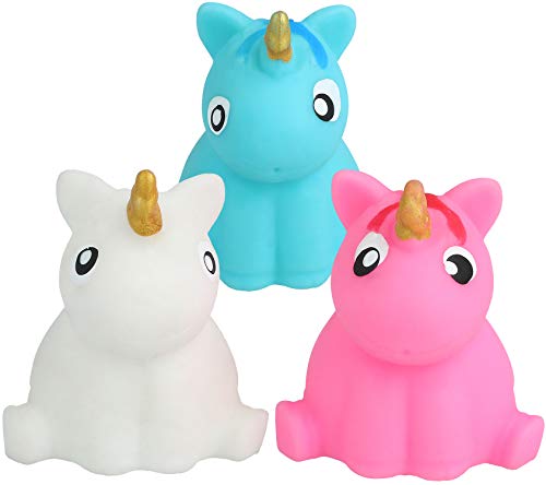 com-four® 3X Leuchtendes Einhorn mit Schüttelsensor - Unicorn mit LED Beleuchtung - Leuchtspielzeug für Kinder (03 Stück - blau/pink/weiß) von com-four