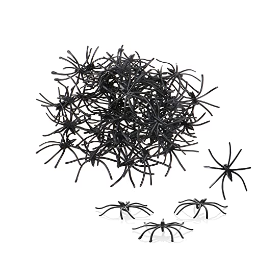com-four® 50x Deko-Spinnen - Kunststoffspinnen als Streudeko - Tischdekoration für Horror-Partys zu Halloween - gruselige kleine Spinnen aus Plastik von com-four