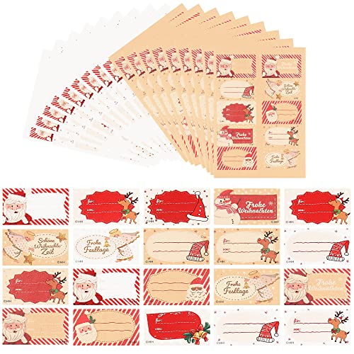 com-four® 200x Geschenksticker für Weihnachten - Aufkleber für Geschenkeverzierung - Weihnachtliche Verzierung für Nikolausgeschenke - Selbstklebende Sticker für Weihnachtspräsente (0200 - Sticker) von com-four