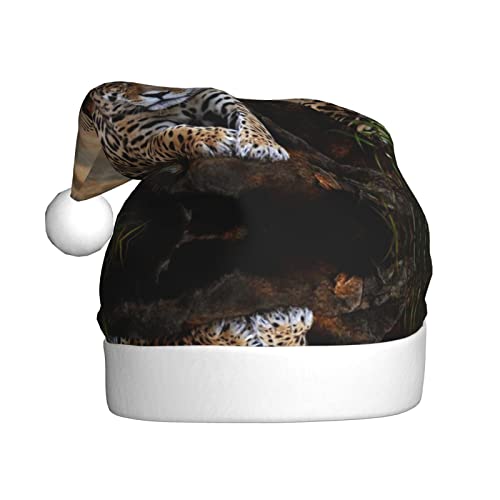 COMAAM Afrikanischer Tier-Leoparden-Erwachsenen-Plüsch-Weihnachtsmütze, dekorativer Hut, geeignet für Neujahrsparty-Zubehör von COMAAM