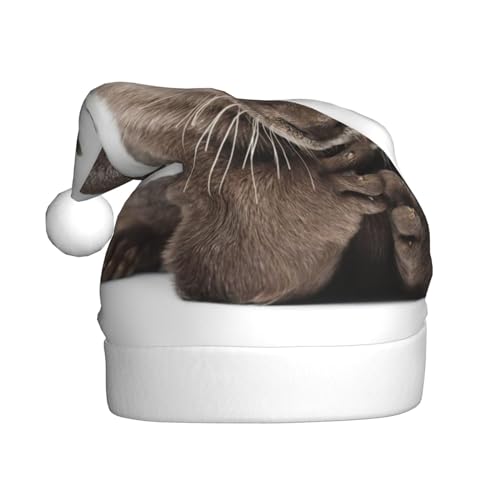COMAAM Niedlicher Otter Erwachsene Plüsch Weihnachtsmütze Weihnachten Dekorative Hut Geeignet Für Silvester Party Supplies von COMAAM