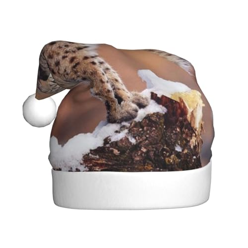 COMAAM Wild Bobcat Erwachsene Plüsch Weihnachtsmütze Weihnachten Dekorative Hut Geeignet Für Neujahrs Party Supplies von COMAAM