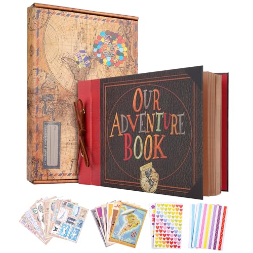 Adventure Book Scrapbook Album Fotoalbum 11.9 X 7.6 Inch,3d Retro GepräGter Brief Hardcover Movie Up,Fotoalbum Zum Selbermachen Sammelalbum FüR JubiläUm,Hochzeit,Reisen,Geschenk Zum Valentinstag von COMBIUBIU