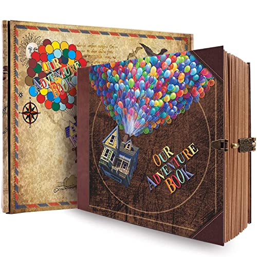 Scrapbook-Fotoalbum „Adventure Book“, 146 Seiten, Retro-Stil, geprägter Briefeinband, Reisetagebuch, Sammelalbum für Paare, Erinnerungsbuch für Jahrestag, Hochzeit, Valentinstag, 22 x 19 cm von COMBIUBIU