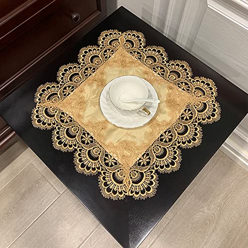 COMFEELING Makramee-Spitzentischdeckchen, quadratisch, Nachttischdecke, Nachttisch-Abdeckung, Couch-Esstische, Mittelstück, kleine Tischdecke, Vase, Matte, Tassenmatte (klassisches Gold) von COMFEELING