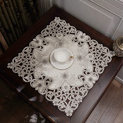 COMFEELING Quadratische Tischdeckchen, Nachttischdecke, Staubschutz, Kaffee, Esstische, Tafelaufsatz, Dekoration, Vase, Matte, kleine Tischdecke, 50,8 cm (Grau) von COMFEELING
