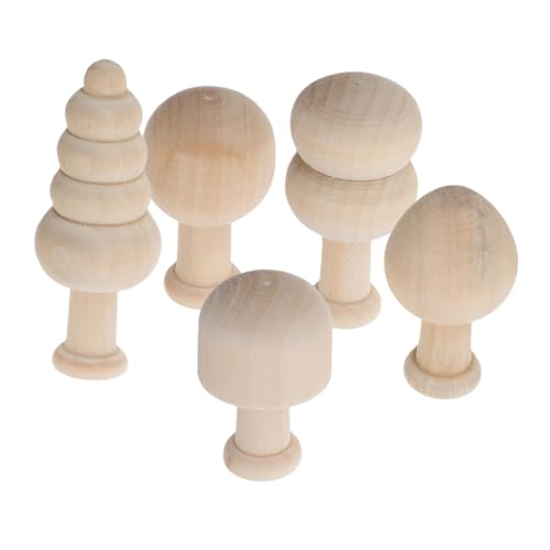 COMNESTBI 1 Set Bemaltes Holzspielzeug Basteln Holzpilz Holzfiguren Zum Bemalen Pilz Dekorfiguren Unbemalt Dekorativer Baum Pilzspielzeug Für Holzbäume Holzpuppen Beige von COMNESTBI