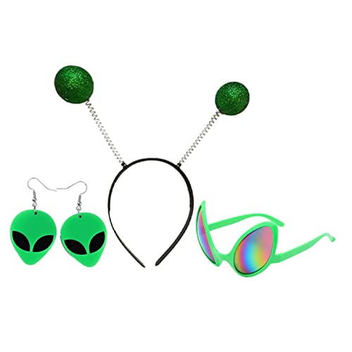COMNESTBI 1Satz Alien Kostümzubehör Dekorative Kopfschmuck mit Ohrringen und Brille Teiliges für Halloween Kostümparty und Festlichkeiten Unisex Design für Auffällige Auftritte COMNESTBI 1Satz Alien Kostümzubehör Dekorative Kopfschmuck mit Ohrringen und Brille Teiliges für Halloween Kostümparty und Festlichkeiten Unisex Design für Auffällige Auftritte von COMNESTBI