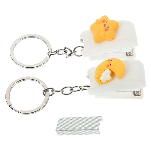 COMNESTBI 1Satz Mini Hefter Teiliges Büro Zubehör mit Süßem Design Einfaches Heften für Klammern Gelbe Sterne Süßer Mond Klammern Leicht für Büro von COMNESTBI