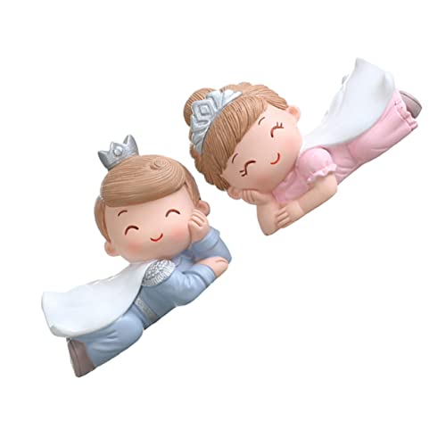 COMNESTBI 2 Stück Prinzen- und Prinzessinnenschmuck Ornament character design küchendeco tischdeko Happy mood decoration hausdeko Kuchenfigur aus Harz Verzierungen für Hochzeitstorten von COMNESTBI