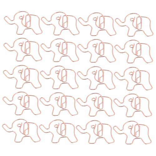 COMNESTBI 20 Stück Elefanten-büroklammer Große Für Papier Elefant Schreibtisch Lustige Lesezeichen Tierische Büroklammern Bürobedarf Für Männer Elefantennadel Rose Gold Metall von COMNESTBI