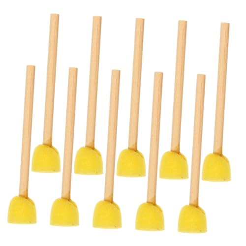 COMNESTBI 20 Stück Schwammbürste Werkzeug Malpinsel Selber Machen Schwamm-bastelpinsel Runde Schaumstoffbürsten Kunstschwämme Für Malschwämme Für Runde Malpinsel Yellow Holz von COMNESTBI