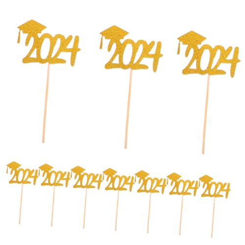 COMNESTBI 20Stücke Abschlussfeier Dekoration Mit Goldenen Bachelorhut Cupcake Topper Kuchenzubehör Für Abschlussfeiern Süße Dessert Deko Ergänzung Für Partys von COMNESTBI