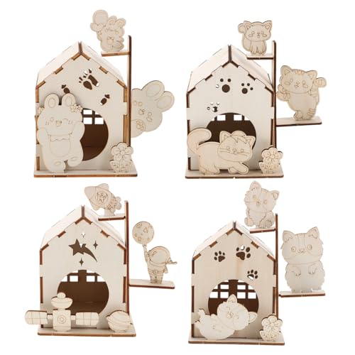COMNESTBI 4 Stück Leeres, Unbehandeltes Holz-vogelhaus Für Kinder, Diy-graffiti-malset, Nistkasten Für Kleine Vögel Zur Dekoration Im Freien COMNESTBI 4 Stück Leeres, Unbehandeltes Holz-vogelhaus Für Kinder, Diy-graffiti-malset, Nistkasten Für Kleine Vögel Zur Dekoration Im Freien von COMNESTBI