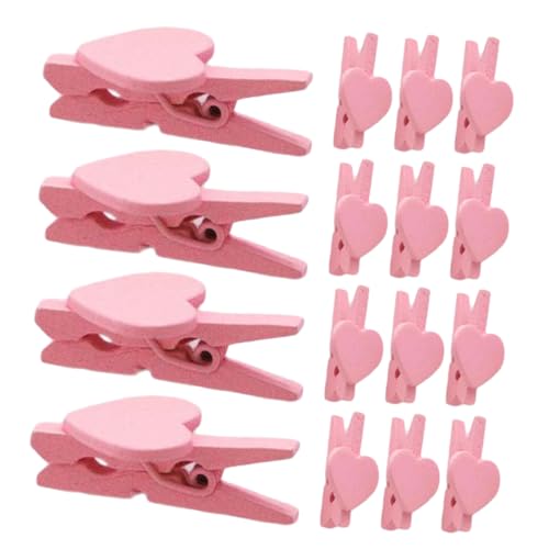 COMNESTBI 50 Stück Liebesclip Papierclips Basis-memo-clips Fotohalter Süße Büroklammern Memohalter Für Den Schreibtisch Bildhalter Für Den Schreibtisch Kartenplatzierungsclips Holz Rosa von COMNESTBI