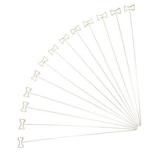 COMNESTBI 50Stücke Kartenhalter Sticks mit Schleife Goldene Metallblumen Picks für Hochzeiten Geburtstage und Feiern Stabiler Tischkartenhalter für Kreative Nachrichtenpräsentation von COMNESTBI