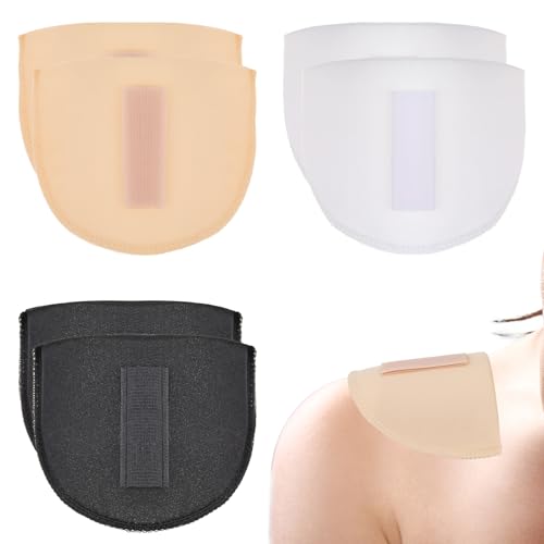 COMNICO 3 Paar Eingesetzte überzogene Schulterpolster 1,5 cm Dick Schräg Hohe und Niedrige Schultern Atmungsaktiv Kleidung Nähzubehör für Blazer, Anzug, T-Shirt (Schwarz + Weiß + Hautfarbe) von COMNICO