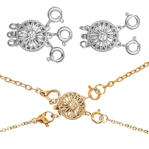 COMNICO 3 Stück Ketten Layering Verschluss, Halsketten-Schichtverschluss-Trenner für Damen Mehrere Verschlüsse Stapelbare Halskettenketten (Weiße Reihe, goldene Reihe, weiße Reihe) COMNICO 3 Stück Ketten Layering Verschluss, Halsketten-Schichtverschluss-Trenner für Damen Mehrere Verschlüsse Stapelbare Halskettenketten (Weiße Reihe, goldene Reihe, weiße Reihe) von COMNICO