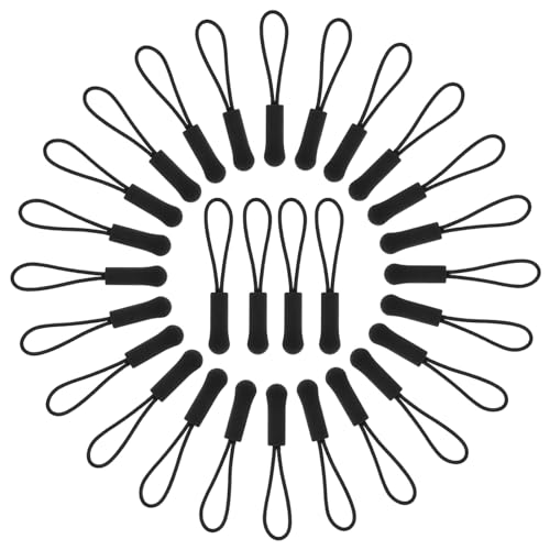 COMNICO 56 Stück Reißverschluss Verlängerung Nylon Ersatzzipper Anti-Rutsch Reißverschluß Zipper Pull Anhänger für Gepäck, Rucksäcke, Handtaschen, Geldbörsen, Jacken (Schwarz) von COMNICO