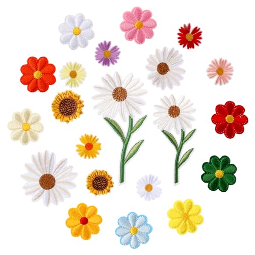 COMNICO Gänseblümchen Bügelflicken 21 Stück Bestickte Aufnäher Sonnenblumen-Applikation Aufnäher für DIY-Dekoration Kleidung Rucksäcke T-Shirts Jeans Jacken Schuhe COMNICO Gänseblümchen Bügelflicken 21 Stück Bestickte Aufnäher Sonnenblumen-Applikation Aufnäher für DIY-Dekoration Kleidung Rucksäcke T-Shirts Jeans Jacken Schuhe von COMNICO