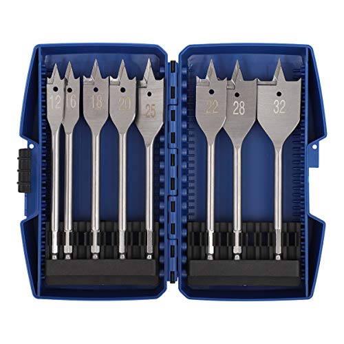 COMOWARE Pade Bohrer-Set, Holz, 8-teilig, flache Holzbohrer, 1/4 Zoll Schnellwechsel-Sechskantschaft, 12 mm/16 mm/18 mm/20 mm/22 mm/25 mm/28 mm/32 mm, Aufbewahrungskoffer COMOWARE Pade Bohrer-Set, Holz, 8-teilig, flache Holzbohrer, 1/4 Zoll Schnellwechsel-Sechskantschaft, 12 mm/16 mm/18 mm/20 mm/22 mm/25 mm/28 mm/32 mm, Aufbewahrungskoffer von COMOWARE