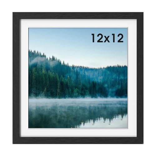 COMPOLICY Bilderrahmen Quadratisch 12x12 inch Schwarz Quadratischer Bilderrahmen Holz rahmen 12x12 Standing and Wall-mounting Capabilities Posterrahmen Für Fotos, Bilder, 1212 picture frame black von COMPOLICY